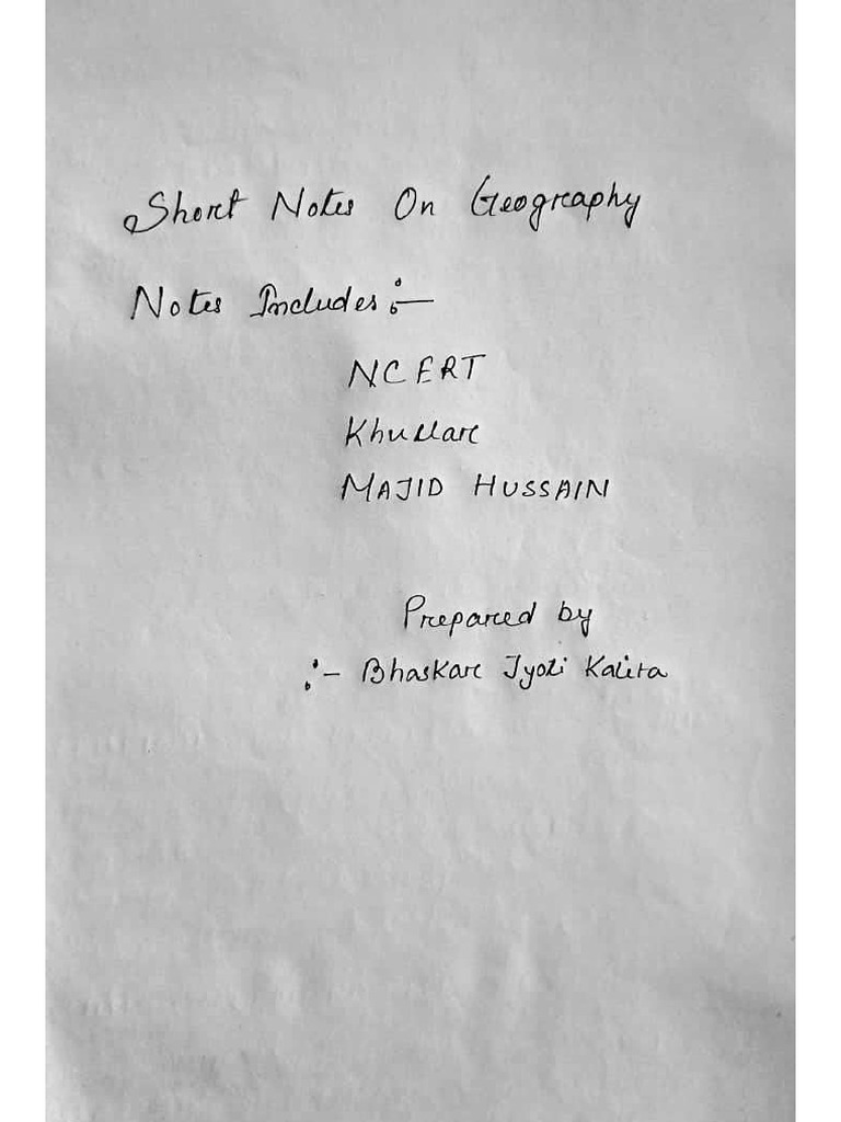 Geography Short Notes | PDF