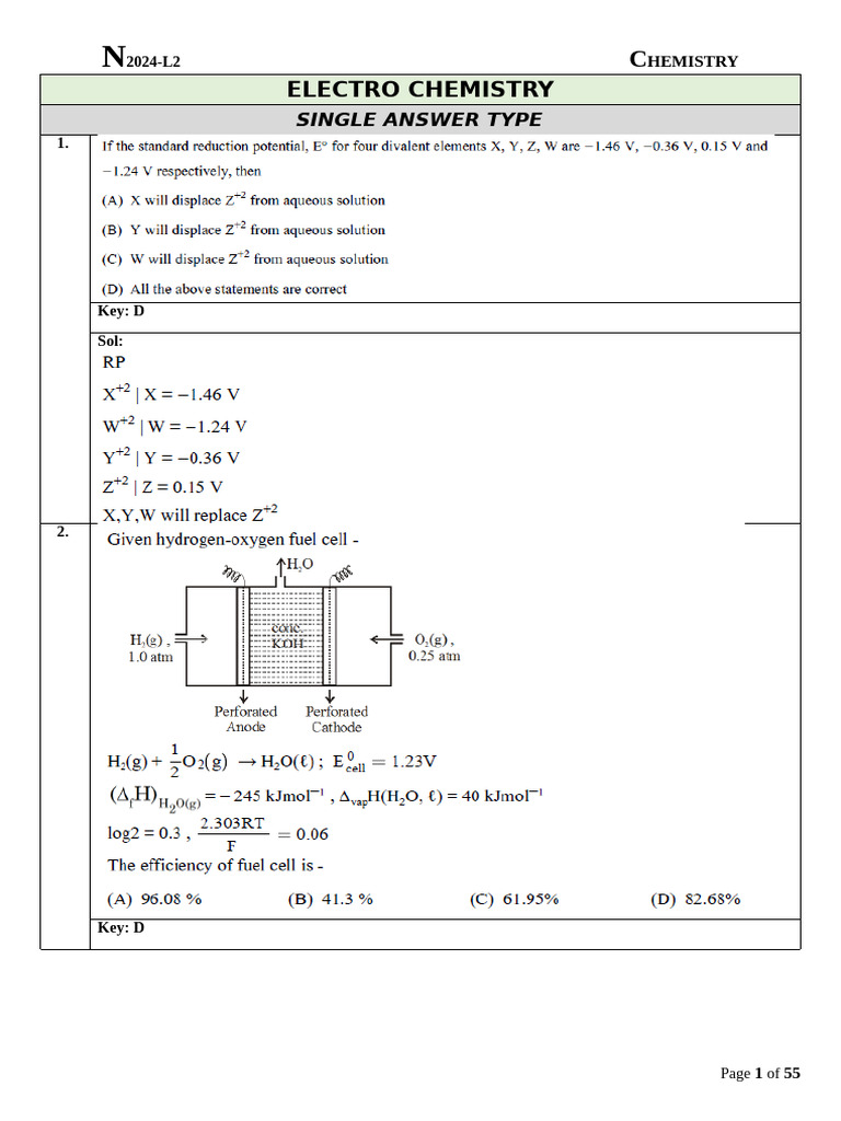 12.1 Electro Chemistry (n2024-l2) | PDF | Electricity