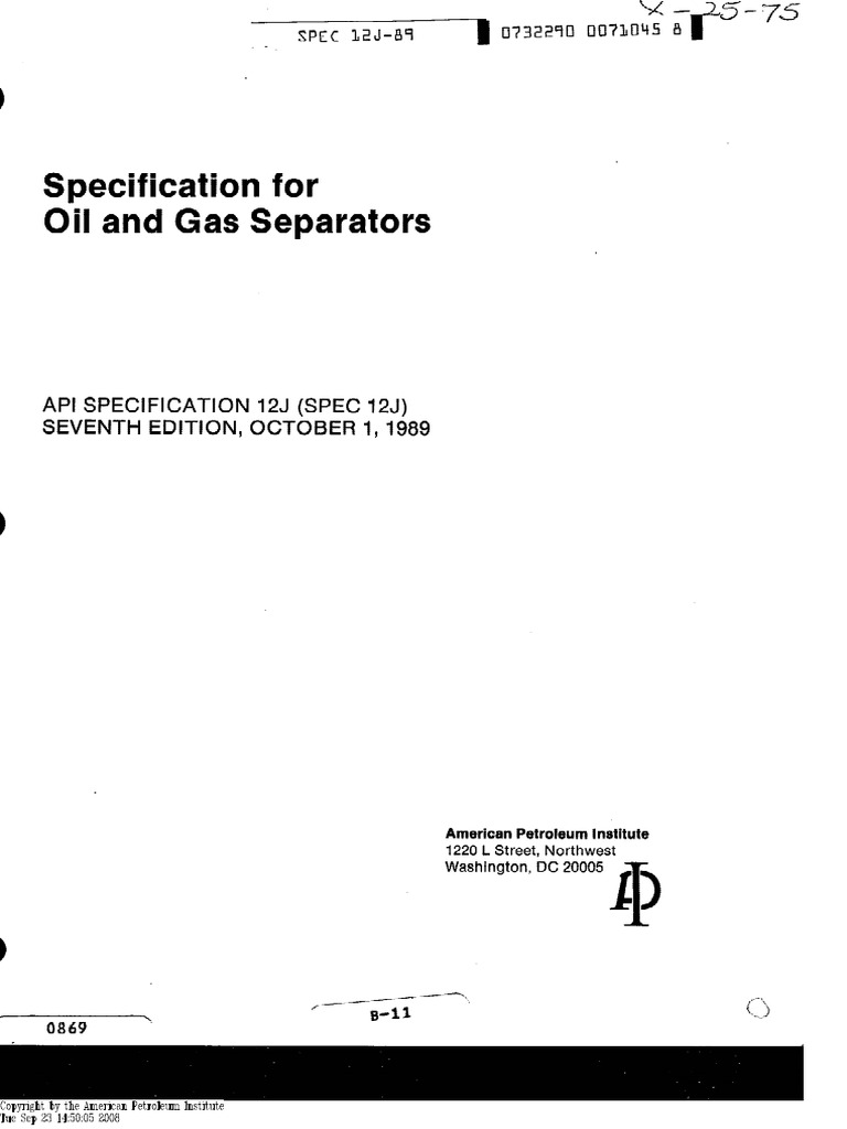 Api 12J (1989) | PDF