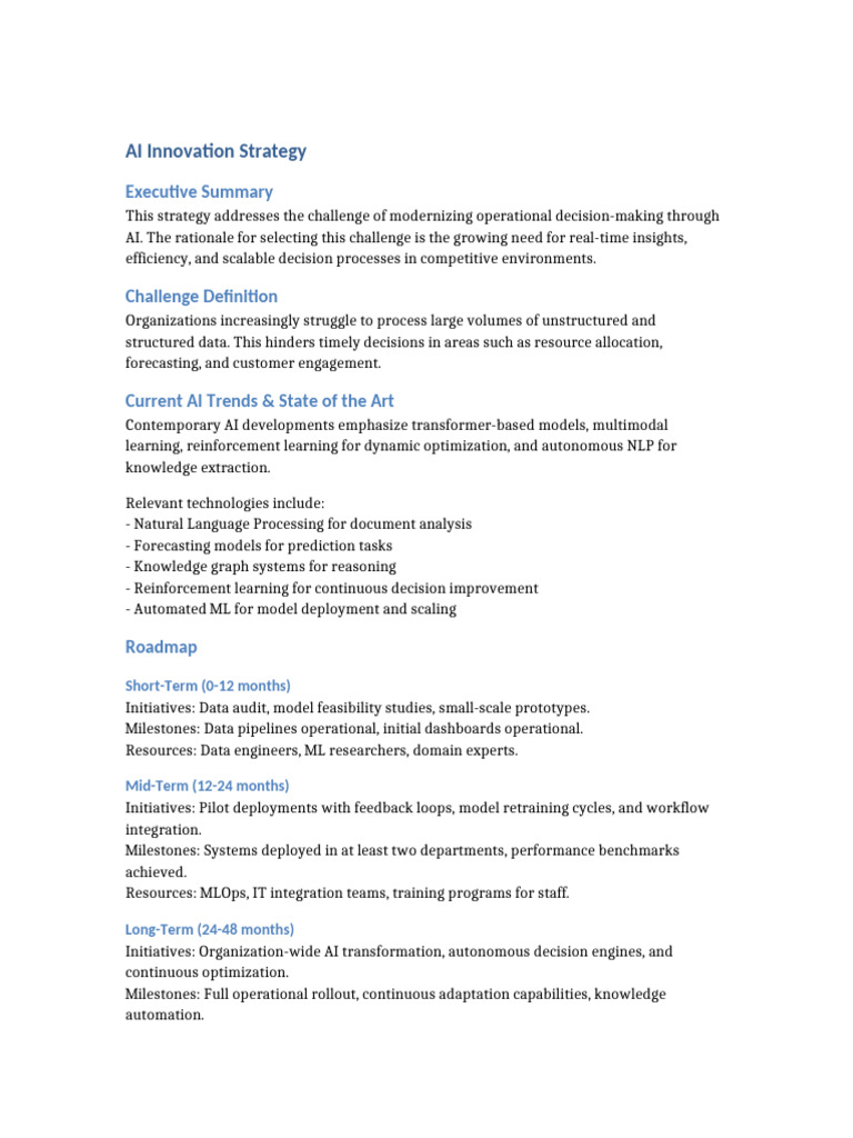 Ai Innovation Strategy | PDF