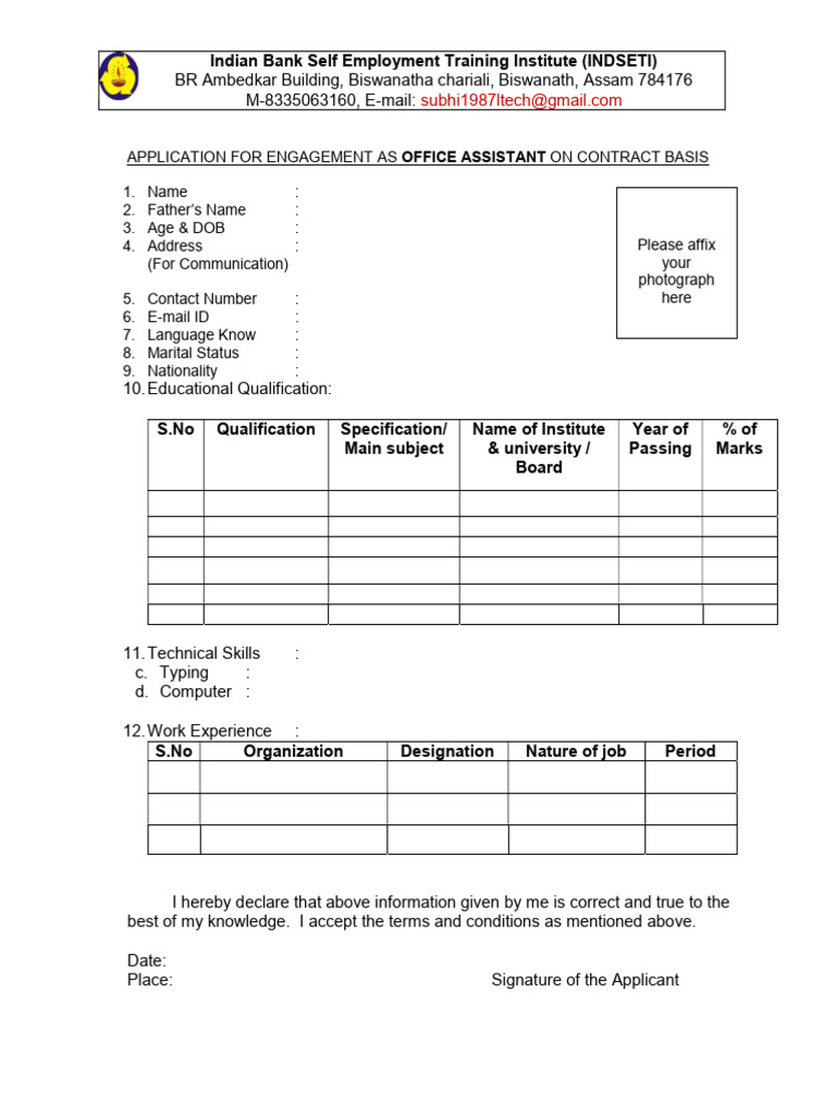 Application Format Office Assistant | PDF