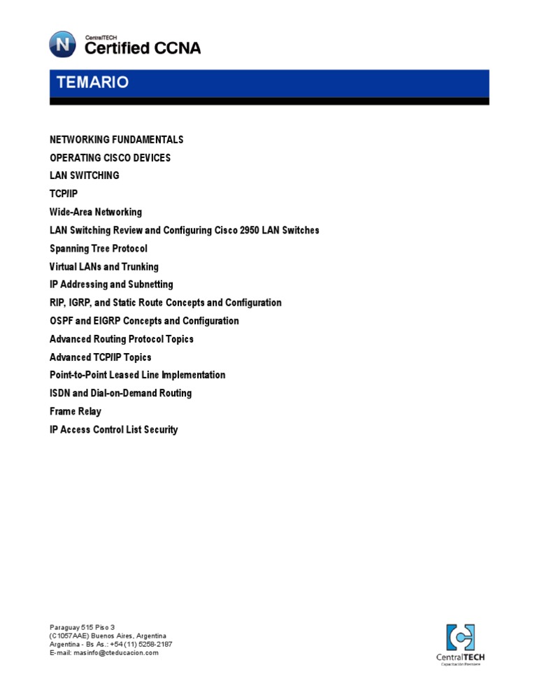 Cisco Networking Course Outline | PDF | Business | Technology & Engineering