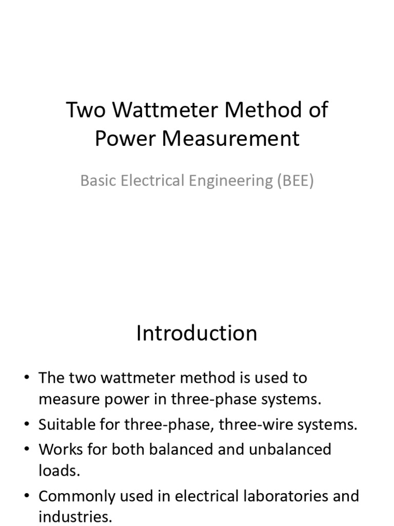 Two Wattmeter Method Detailed BEE | PDF