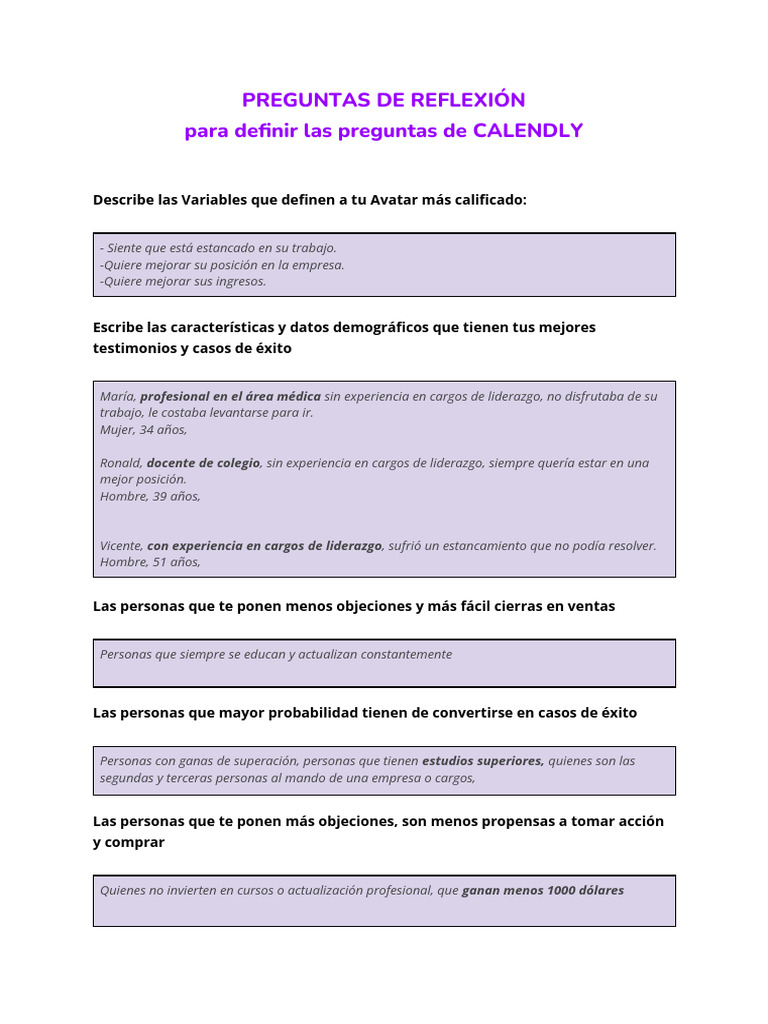 Cómo Definir Las Preguntas Del CALENDLY | PDF