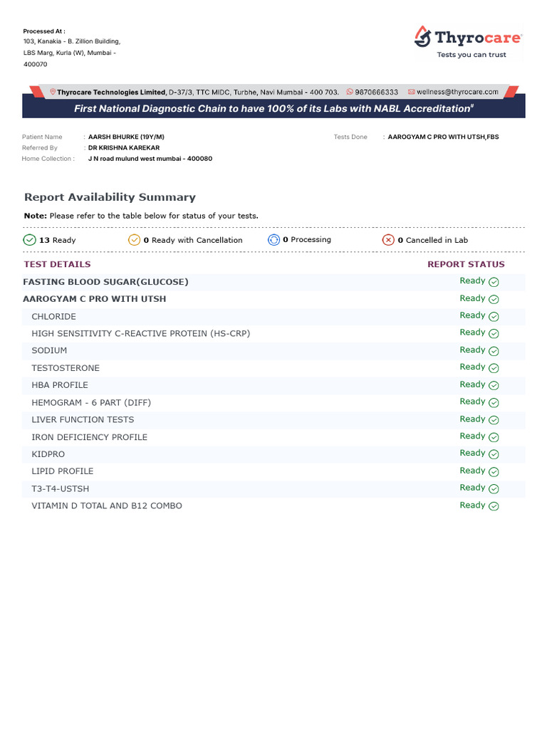 Blood Report | PDF | White Blood Cell | Medical Specialties