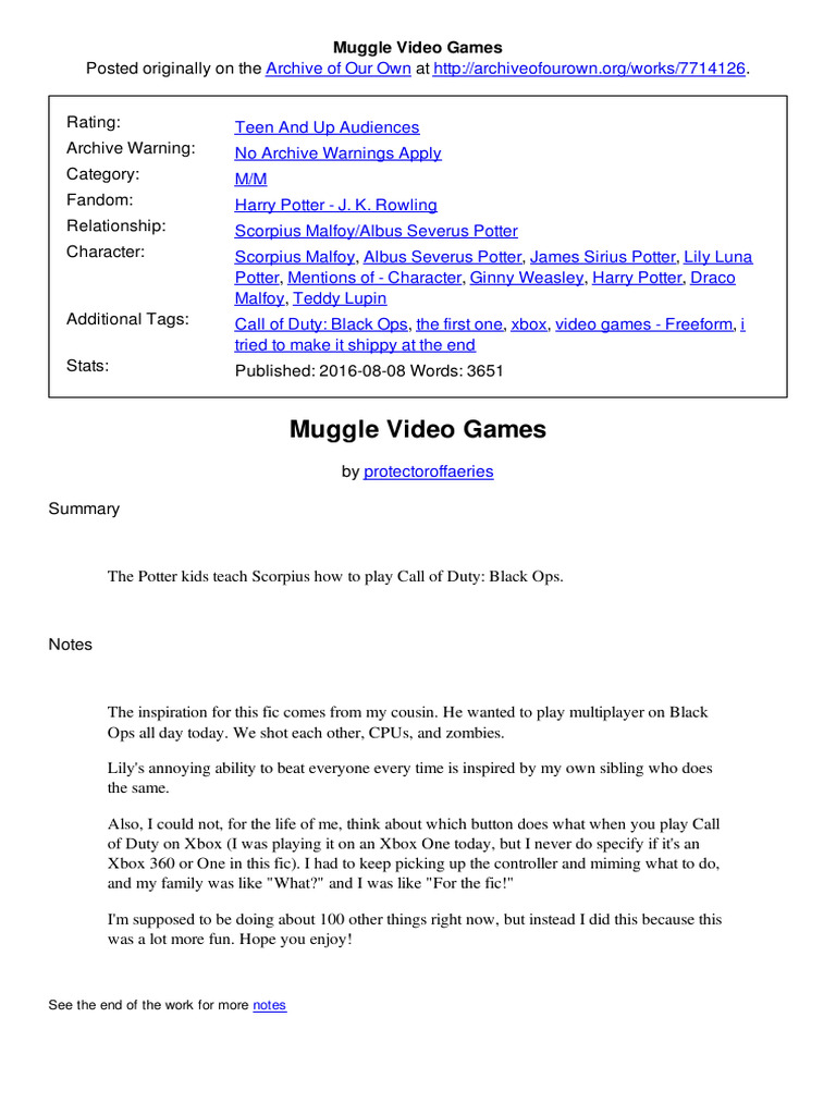 Muggle Video Games | PDF | Harry Potter