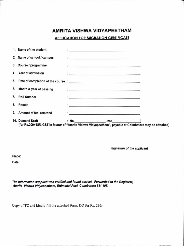 Migration Form | PDF