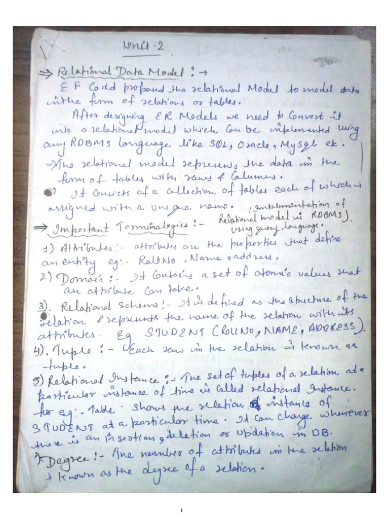 Unit 2 DBMS Part1 RA | PDF