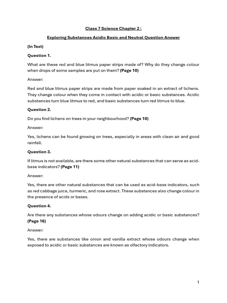 Class7 Science Chapter 2 | PDF | Acid | Sodium Bicarbonate