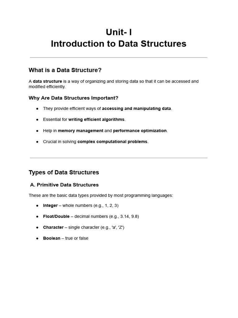 1.1 Introduction To Data Structures | PDF | Computer Science | Computer ...
