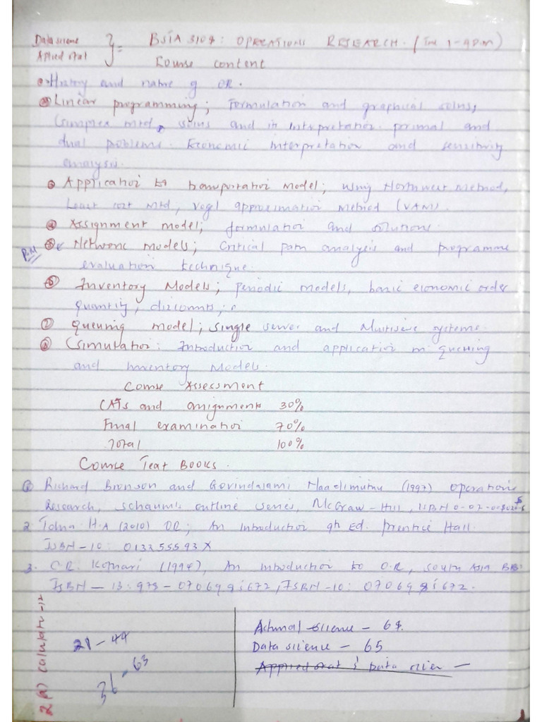 Operations Research Notes | PDF