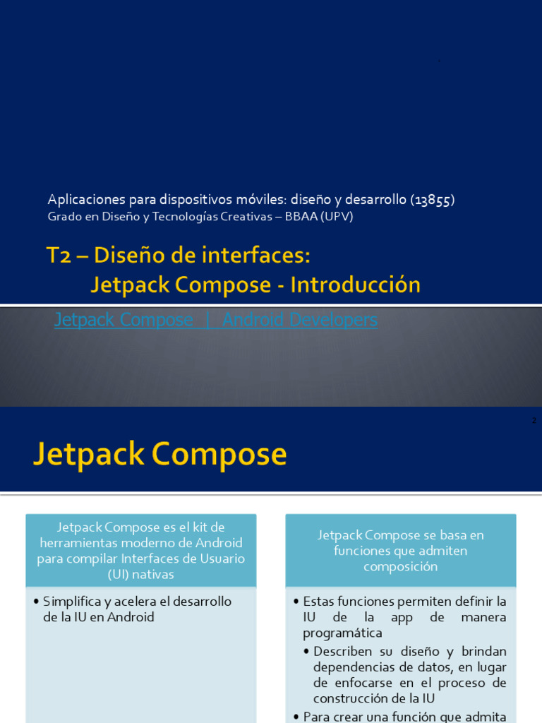 T2 - Jetpack Compose - Overview | PDF | Aplicación movil | Android ...
