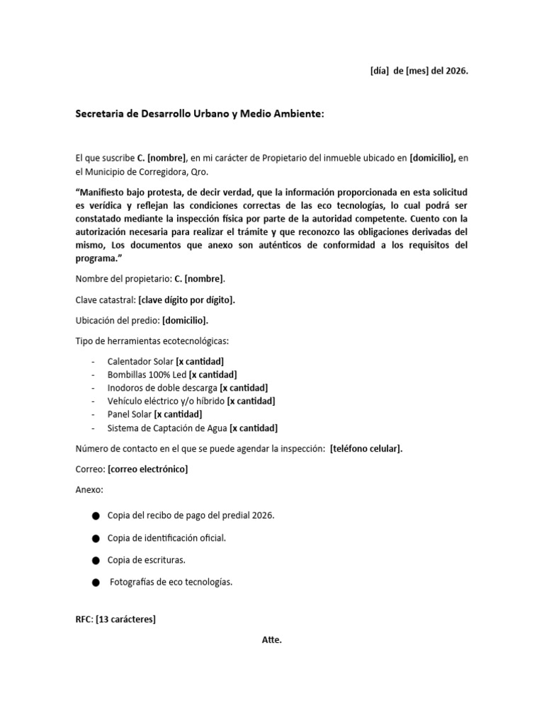 Machote Escrito Libre 2026 | PDF