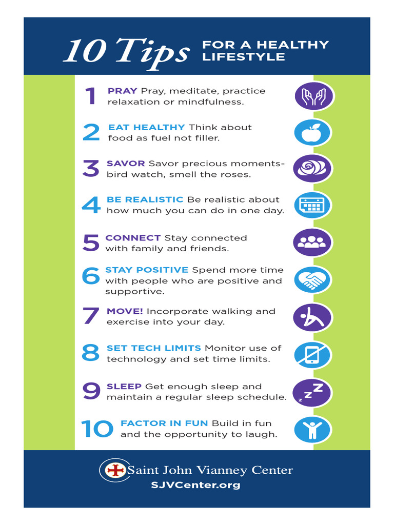 SJVC 10 Tips Healthy Lifestyle | PDF