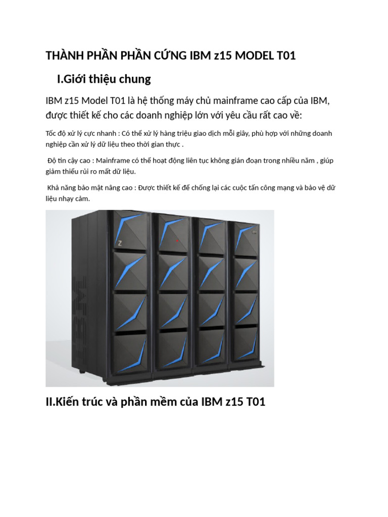 THÀNH PHẦN PHẦN CỨNG IBM z15 MODEL T01 | PDF