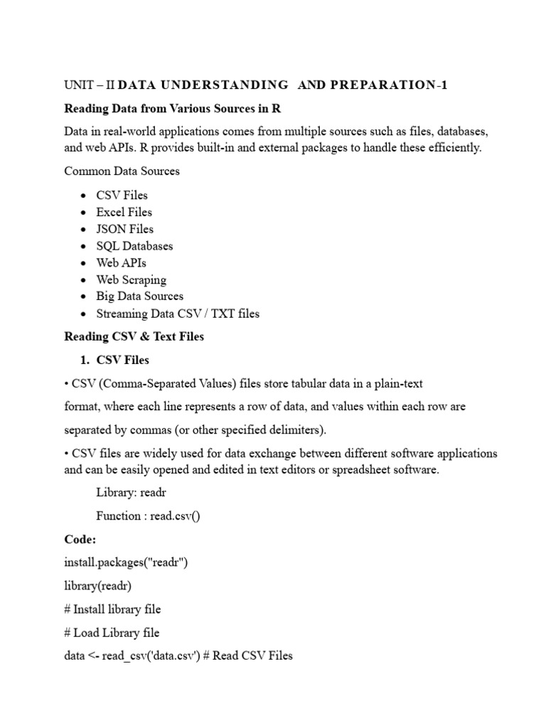 Unit 2_c5544574e80d6c69d7fb132af8e815ef | PDF | Comma Separated Values ...