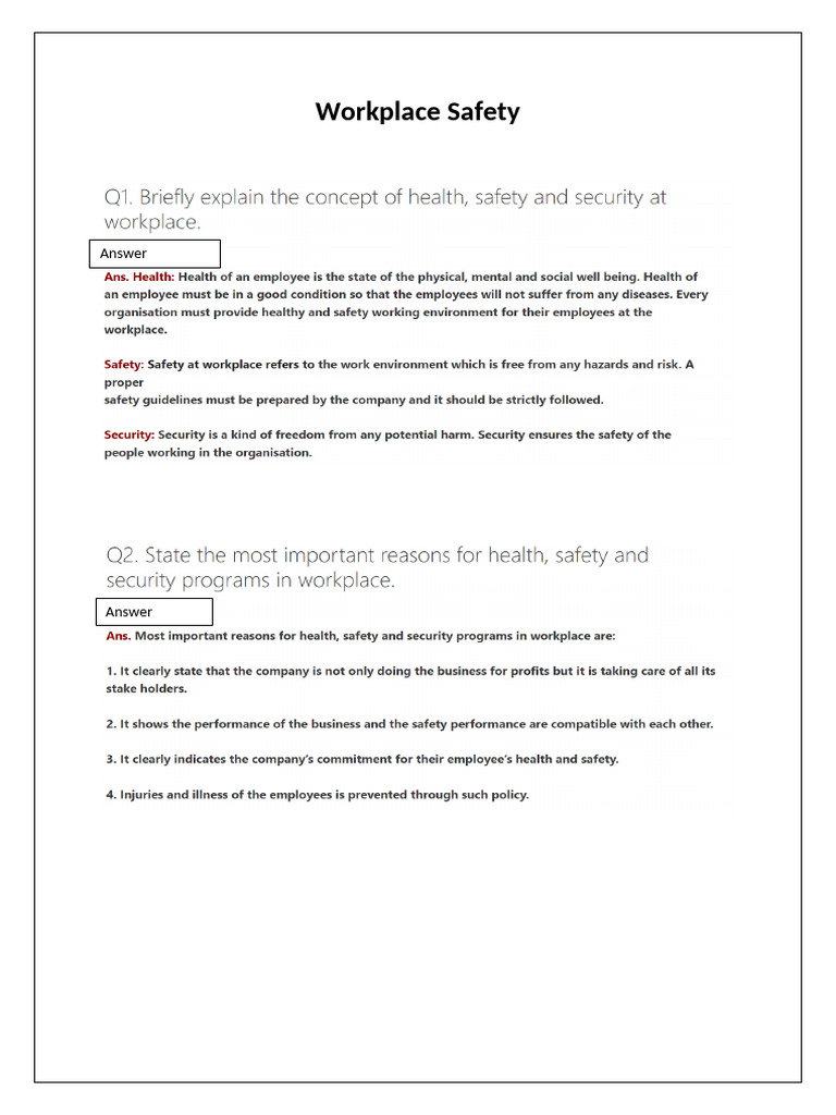 Workplace Safety | PDF
