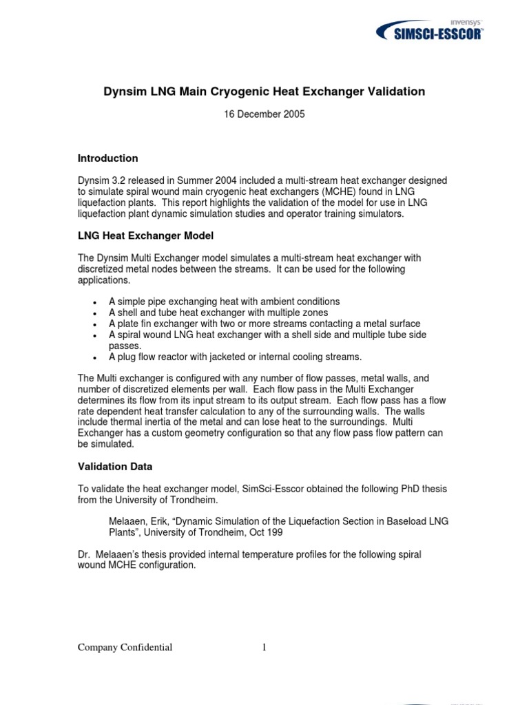 Dynsim LNG MCHE Model Validation Report | PDF