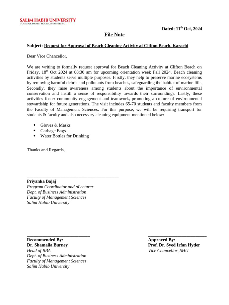 Beach Cleaning - File Note - Orientation Week | PDF
