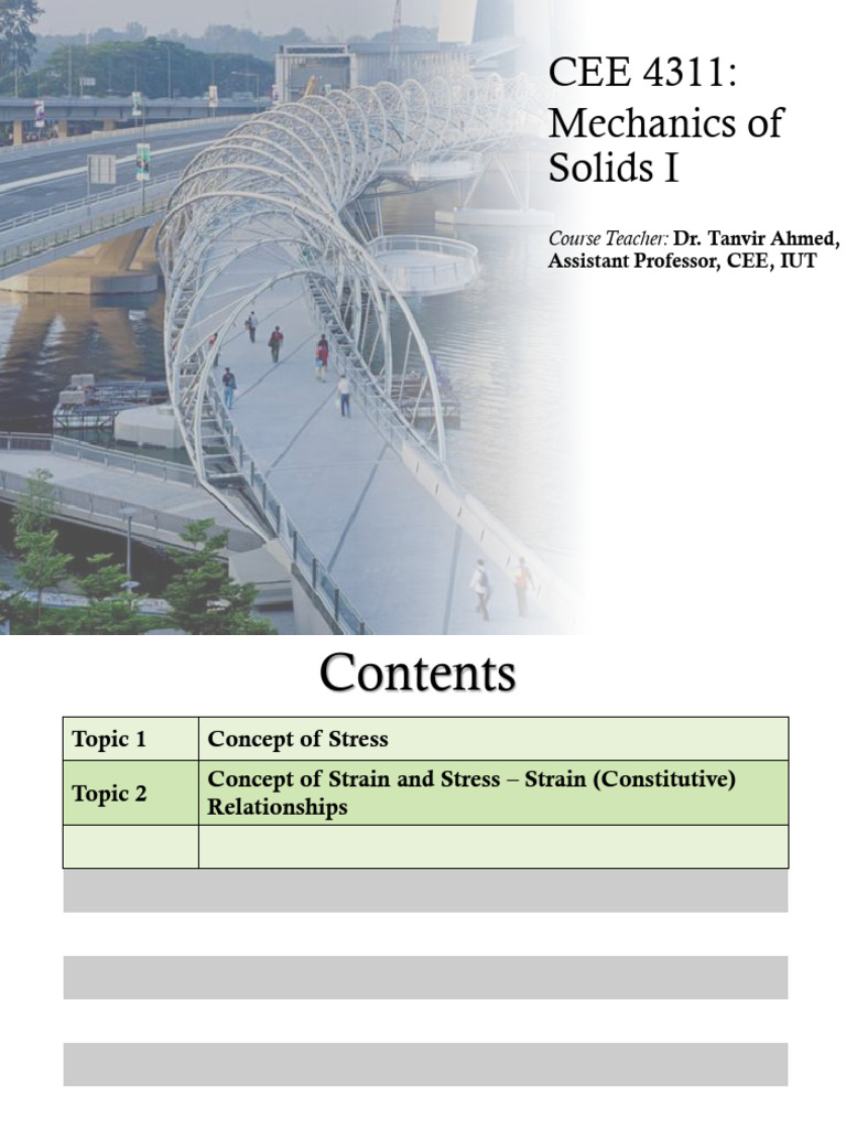 CEE 4311 - Concepts of Stress and Strain | PDF | Stress (Mechanics) | Force