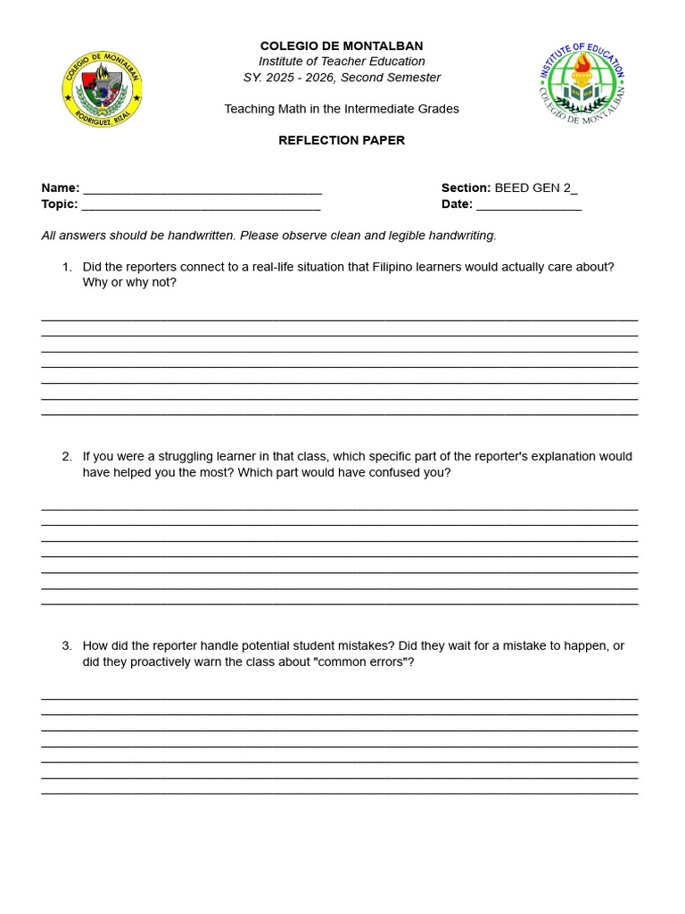 Reflection Paper - ELEMATI | PDF