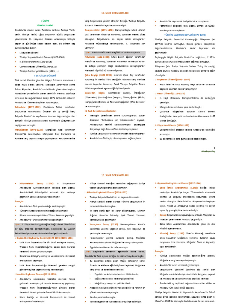 Sinif Ders Notlari | PDF