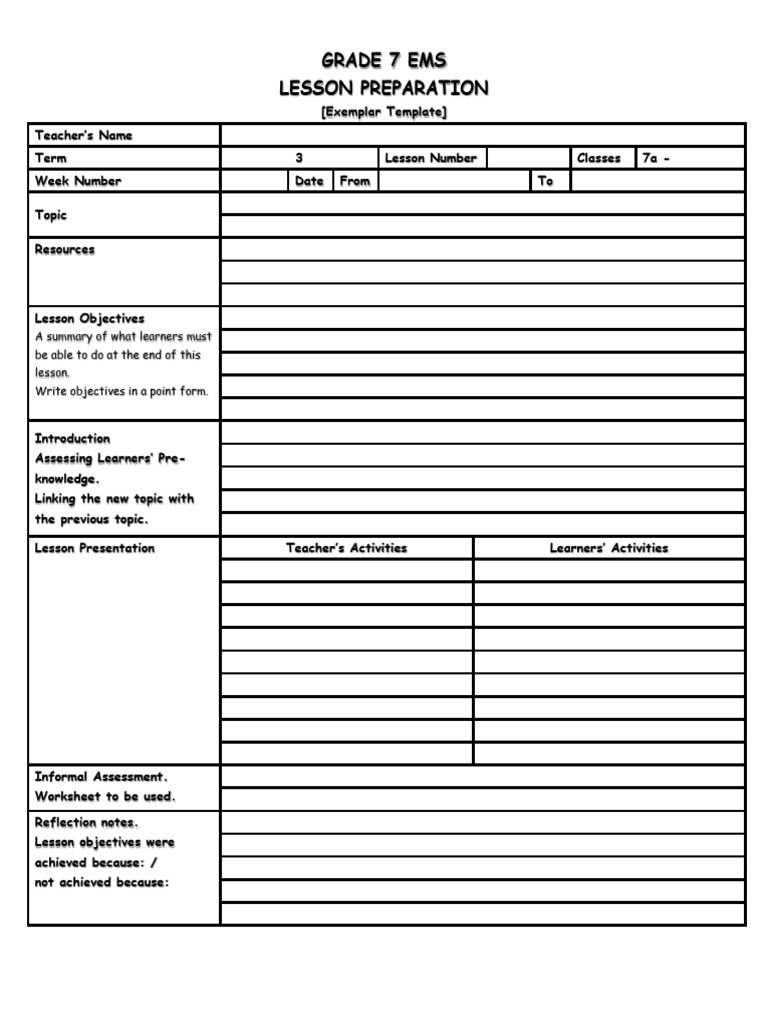 Lesson Preparation Template | PDF
