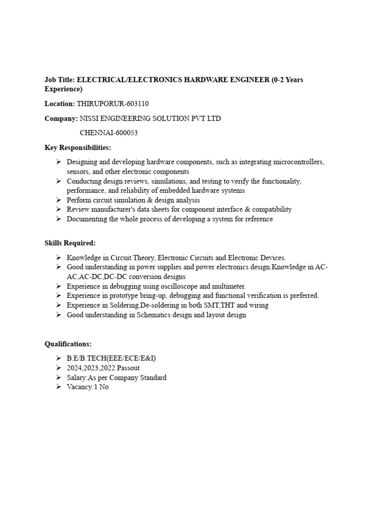 Job Description - Hardware Engineer | PDF