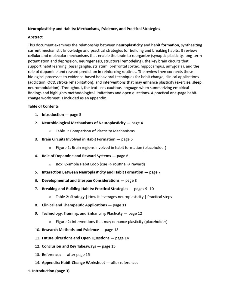 Neuroplasticity and Habits | PDF | Synaptic Plasticity | Reward System