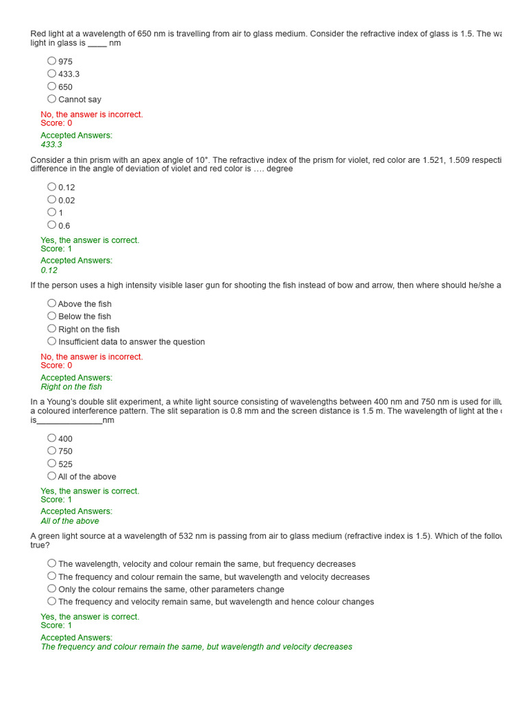 Introduction To Photonics - Week 1 Practice | PDF