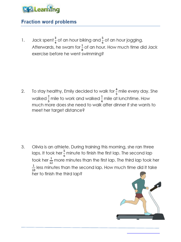 Grade 5 Word Problems Adding Subtracting Fractions c | PDF