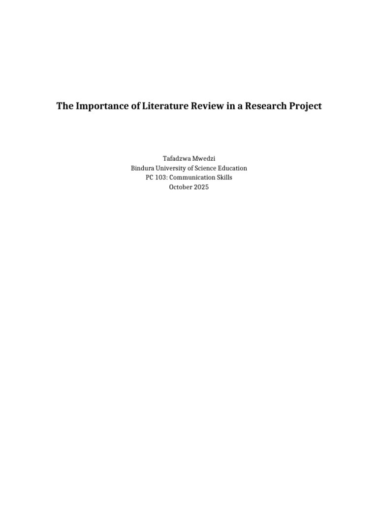 Importance of Literature Review in A Research Project | PDF ...