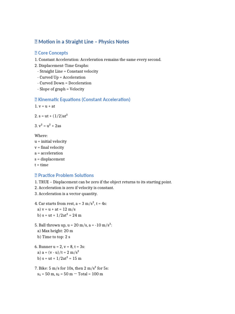 Motion Notes Physics | PDF