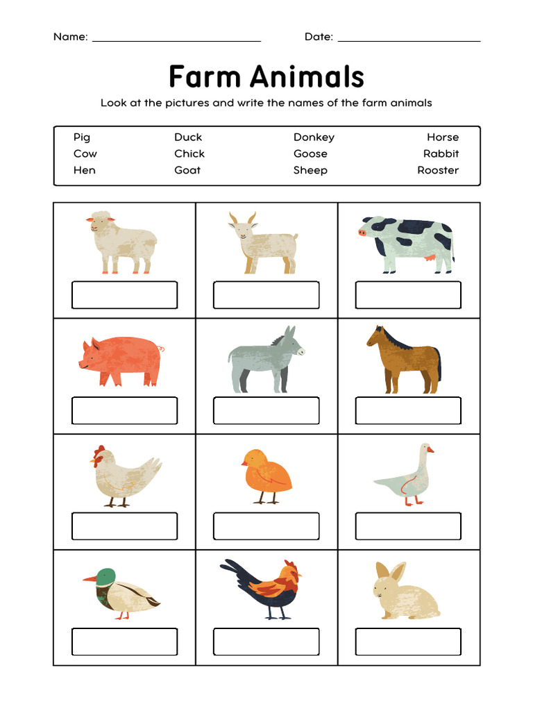 Farm Animals Vocabulary Worksheet PDF | PDF