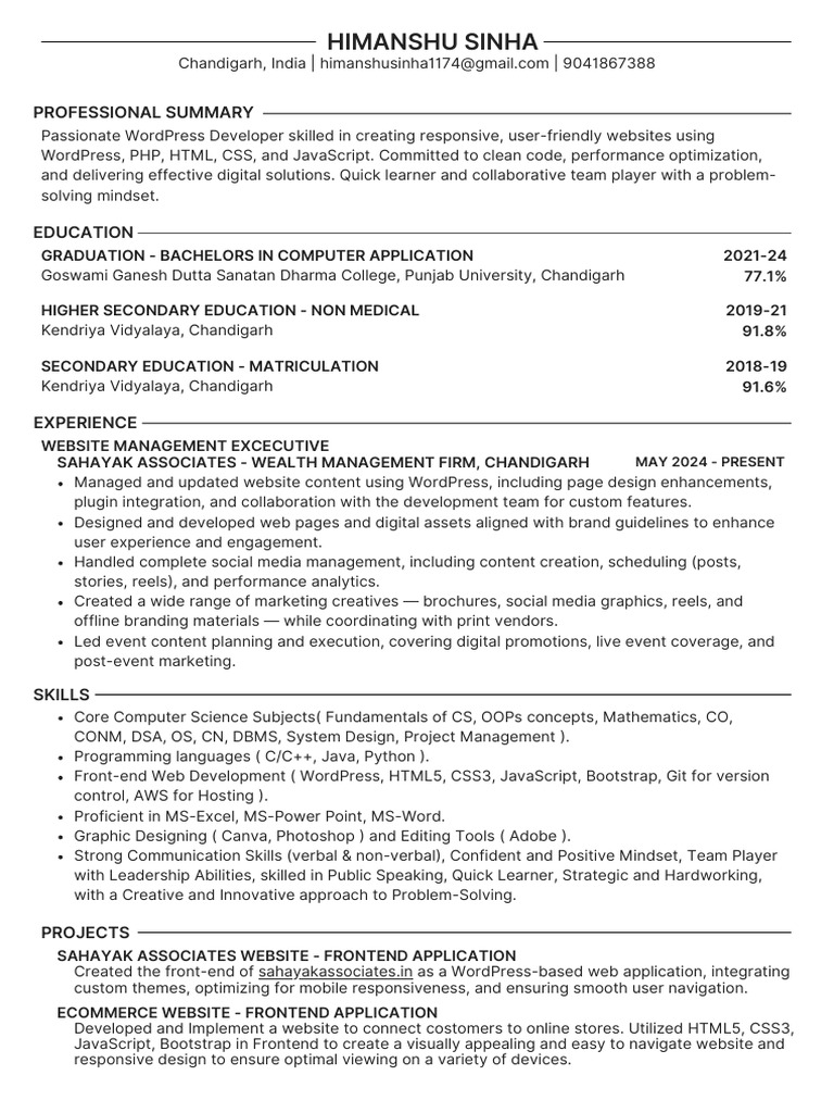 CV-1 | PDF | Websites | Word Press