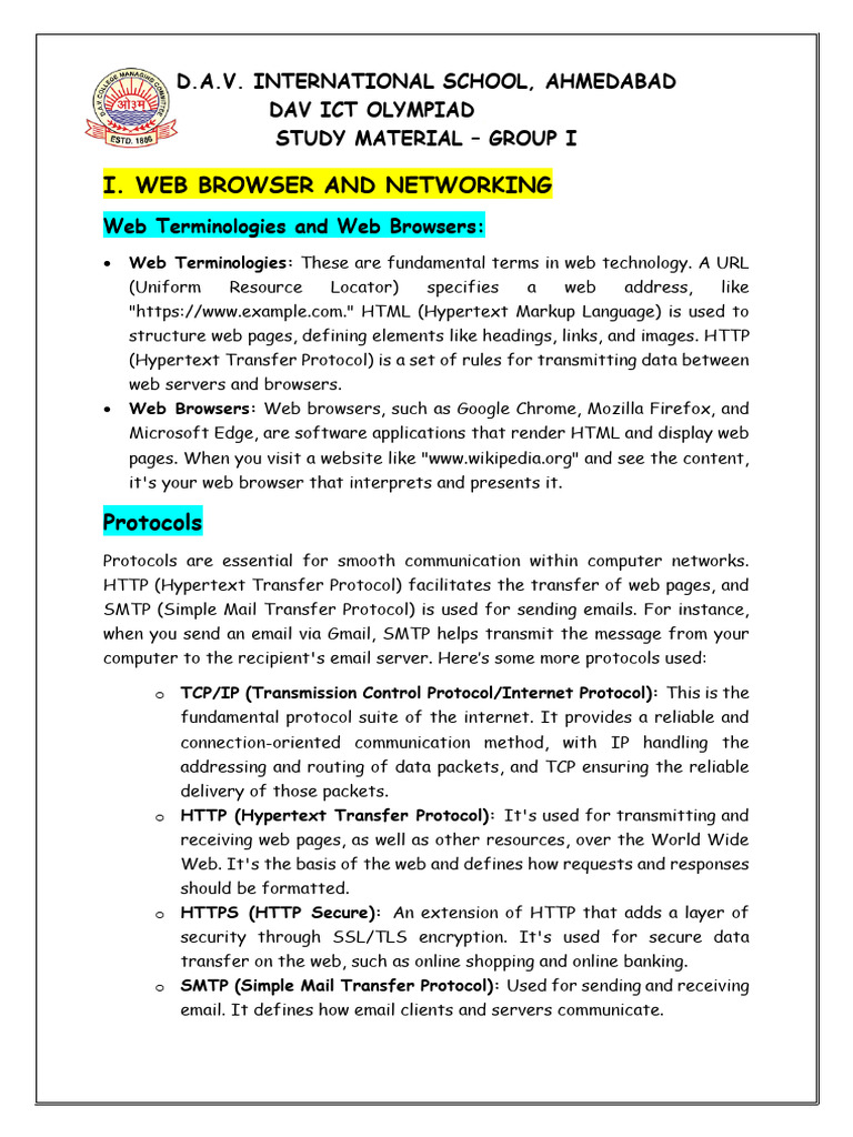 ICT Olympiad Group I - Study Material | PDF | World Wide Web | Internet ...