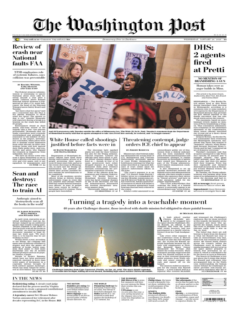 The Washington Post - January 28, 2026 | PDF | Space Shuttle Challenger