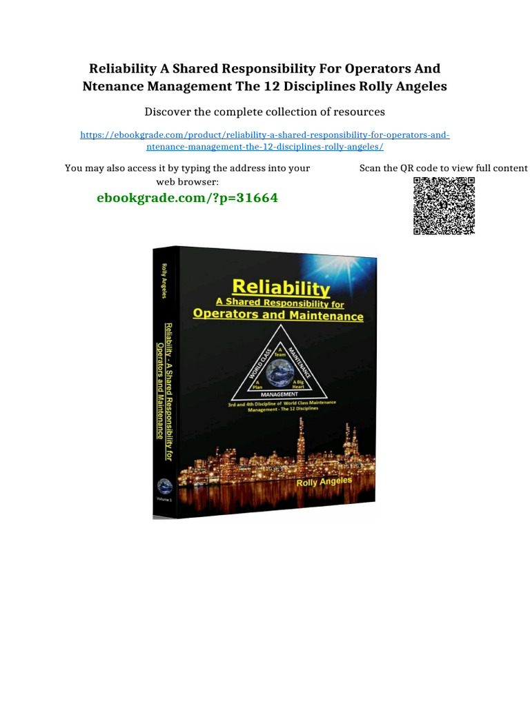 Reliability A Shared Responsibility for Operators and ntenance ...