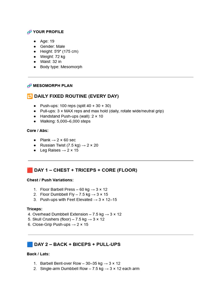 Daily Full-Body Workout Plan | PDF | Weight Training