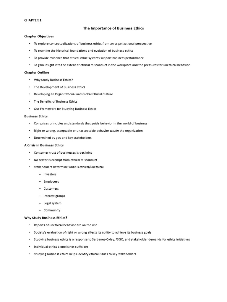 CHAPTER 1 | PDF | Business Ethics | Business