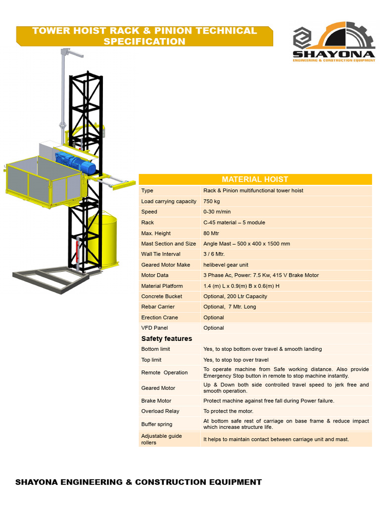 Tower Hoist R&P Specification_Page 3 | PDF