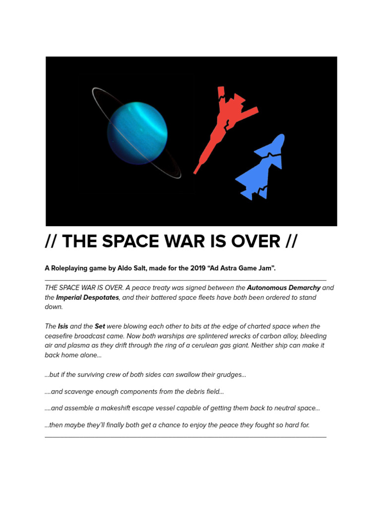 The Space War Is Over RPG v0.4 | PDF | Spacecraft Propulsion