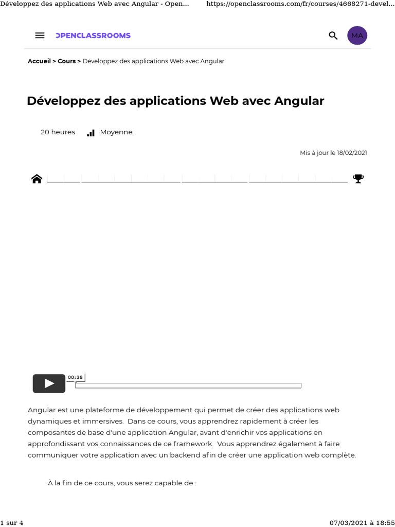 Développez Des Applications Web Avec Angular - OpenClassrooms | PDF ...