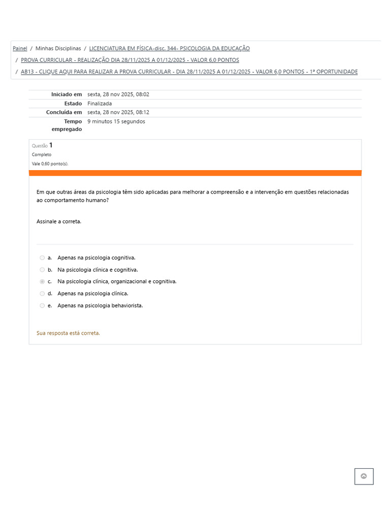 Ab13 - Clique Aqui para Realizar A Prova Curricular - Dia 28-11-2025 A ...