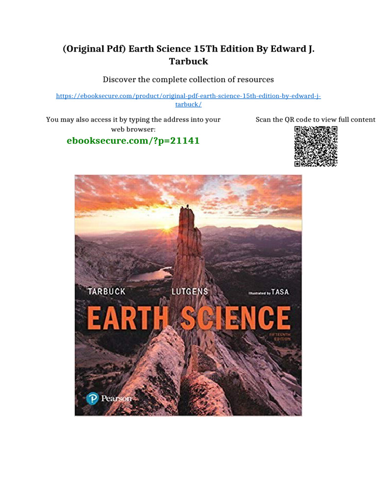 Original PDF) Earth Science 15th Edition by Edward J. Tarbuck No