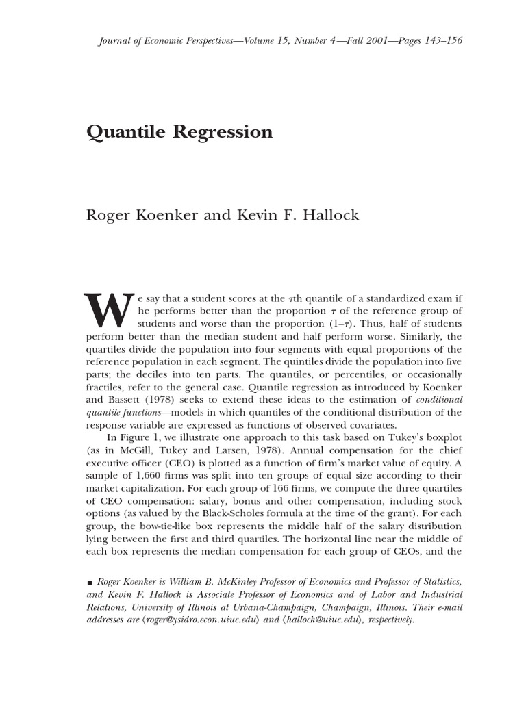 2010 Quantile Regression | PDF | Regression Analysis | Errors And Residuals