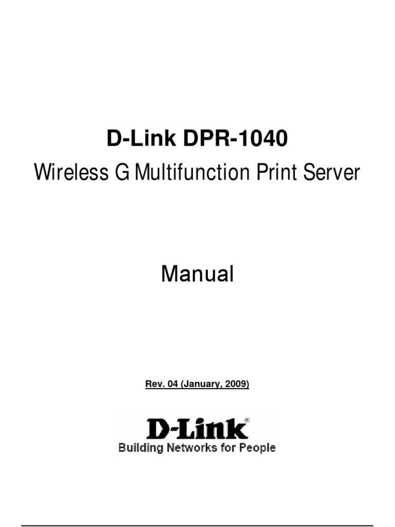DLink DPR1040 Wireless G Multifunction Print Server Manual PDF