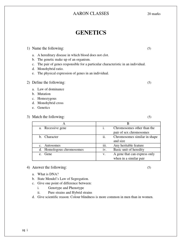 Genetics q Paper | PDF