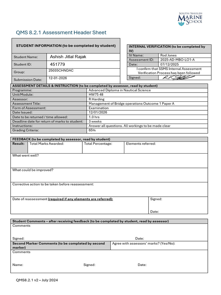1. 25035CHNDAC MBO LO1 Assessment Header Sheet | PDF