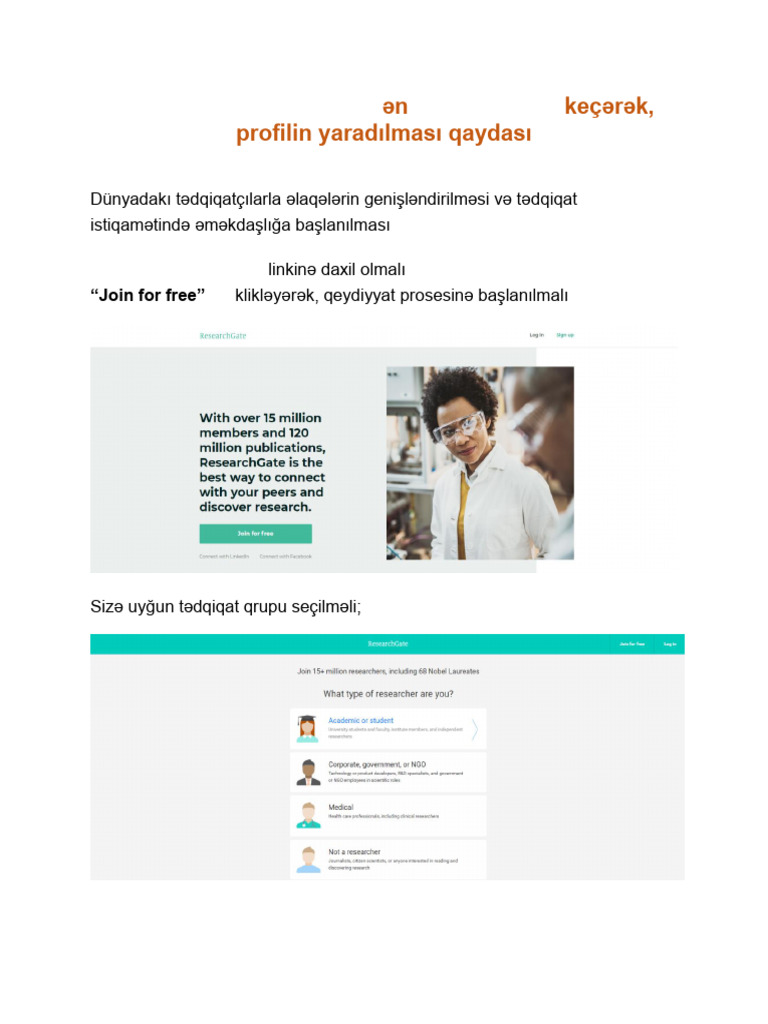 Research Gate Profilinin Yarad Lmas Qaydas | PDF